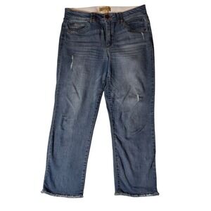 Democracy Absolution Straight Leg Crop Jeans Frayed Hem Size 12